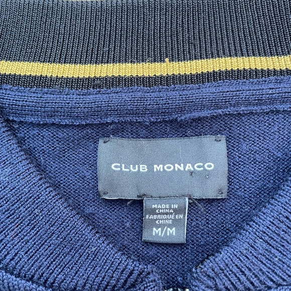 Navy Blue Club Monaco Zip Up Sweater (M) - Picture 5 of 5